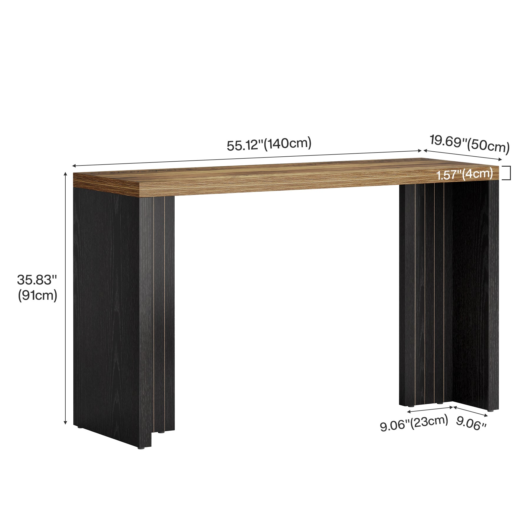 55" Counter Height Bar Unit with Faux Marble Top, Rectangular Home Pub Table
