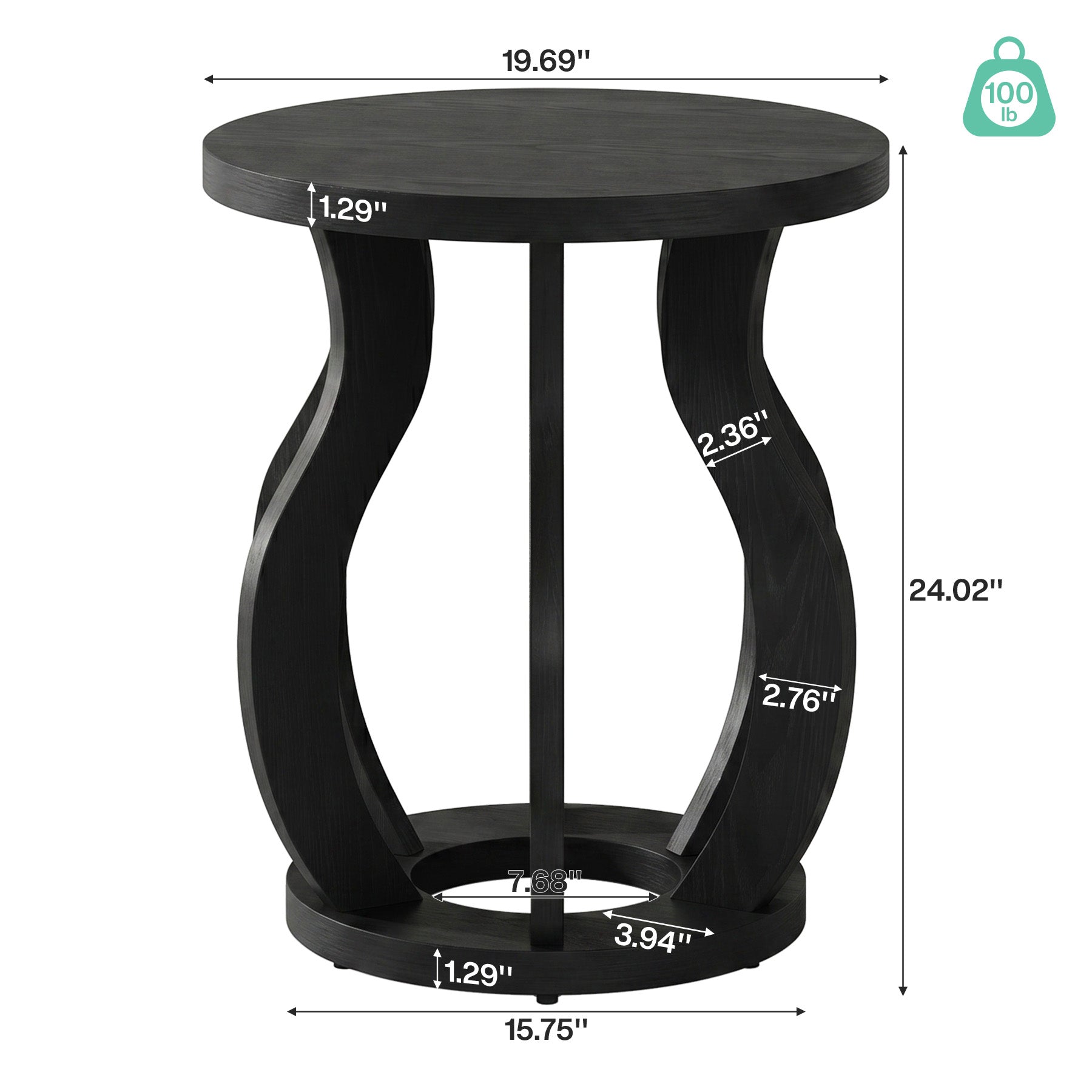 Tribesigns 19.69" Round Side Table, Curved Wooden Nightstand for Small Spaces