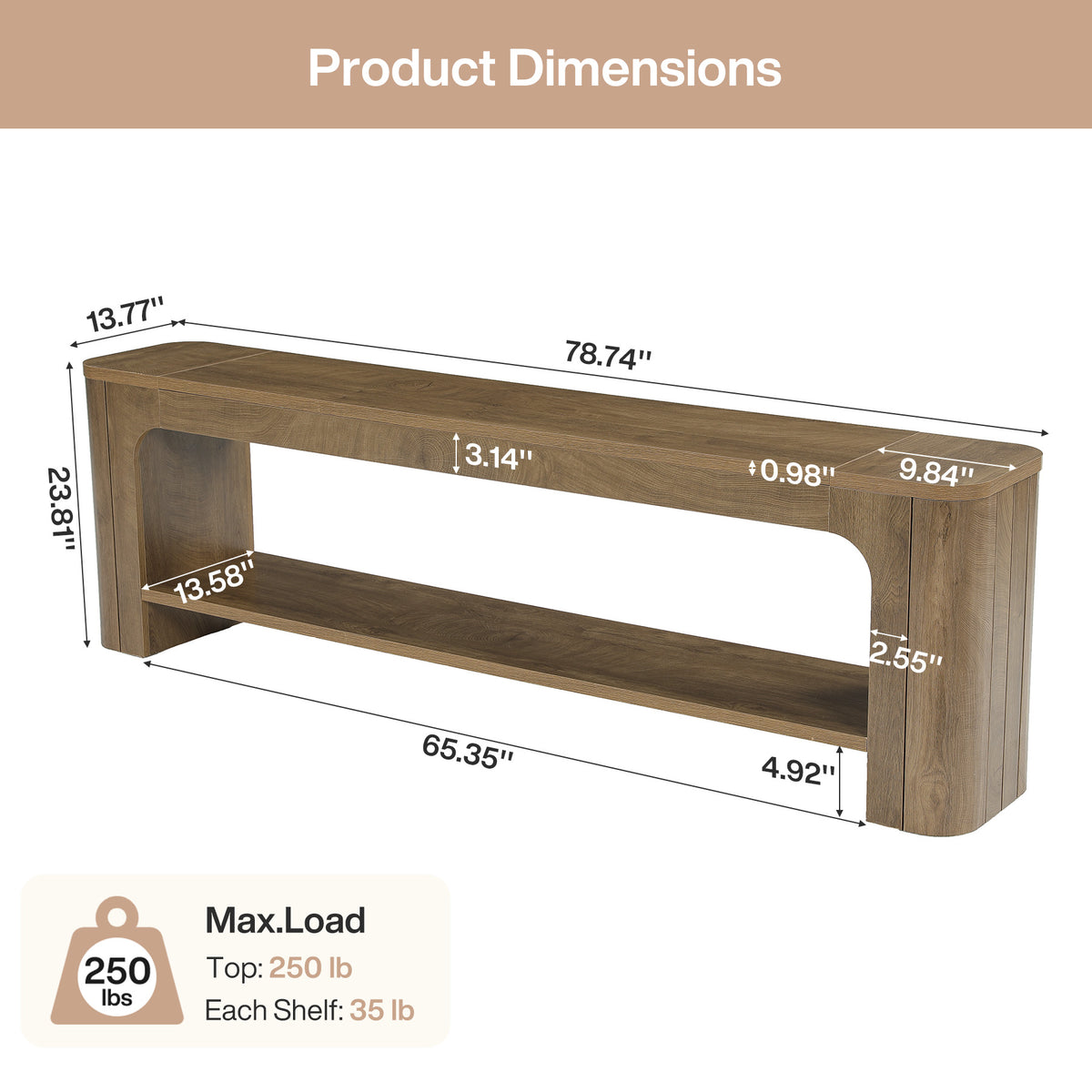 78.7" TV Stand for TVs Up to 80", Rustic Entertainment Center with  Open Shelf for Living Room
