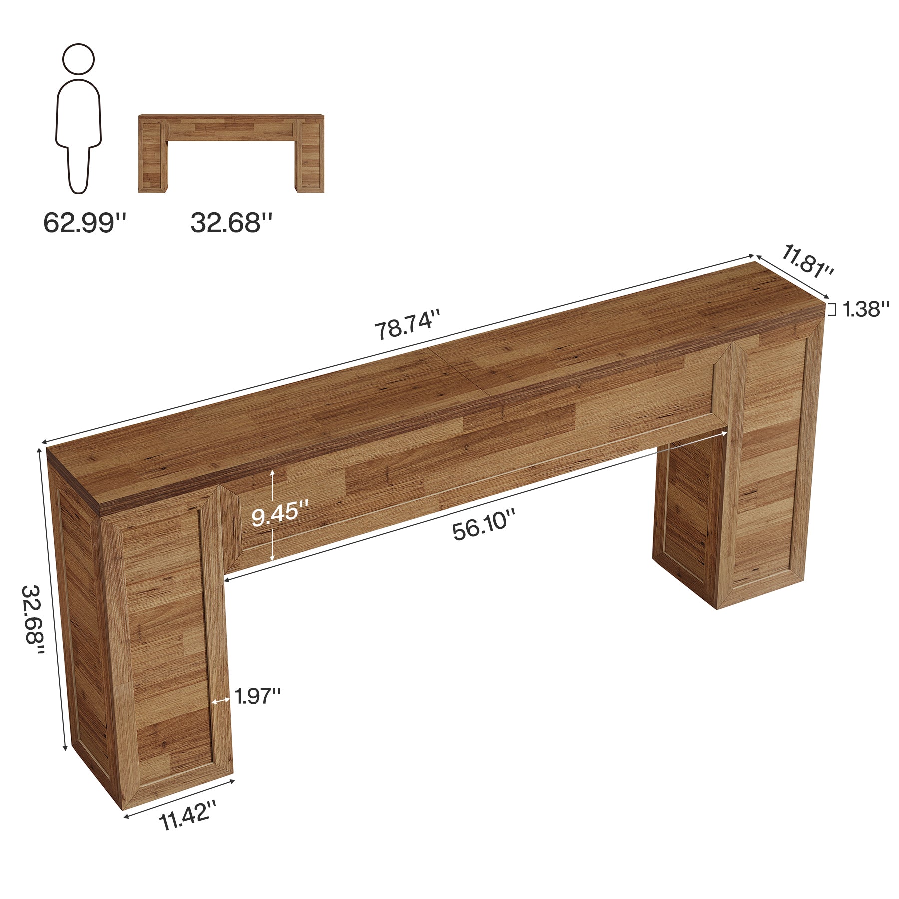 78.7" Long Console Table for Entryway, Farmhouse Narrow Sofa Table Behind Couch