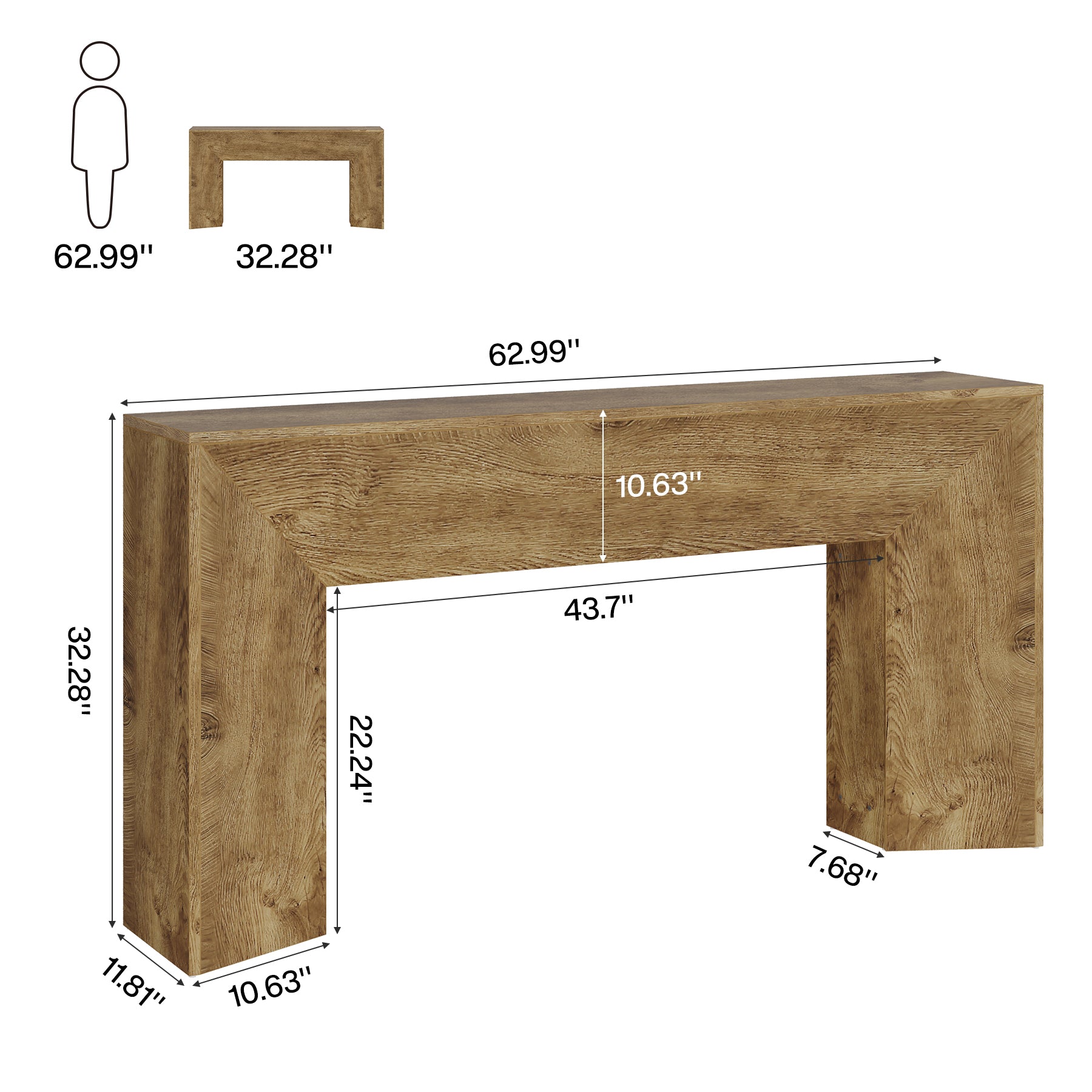 63" Extra Long Console Table for Entryway, Modern Wooden Sofa Table for Living Room
