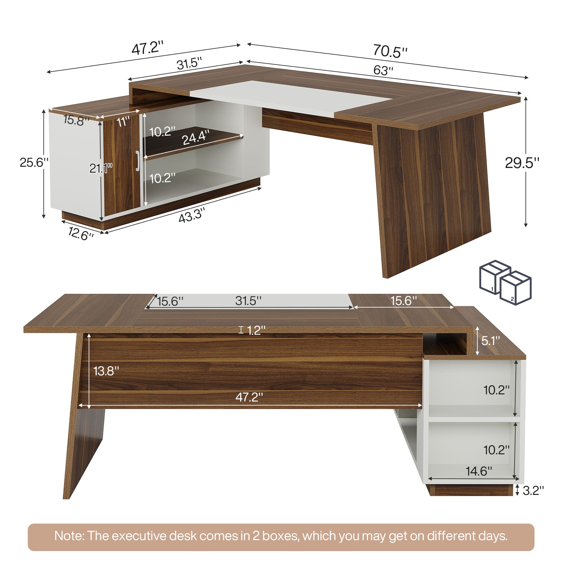 Tribesigns L-Shaped Executive Desk, 70.5