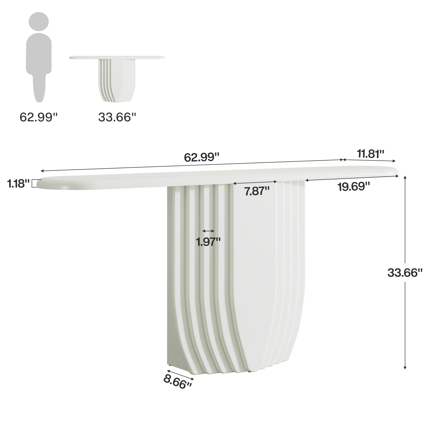 Modern Console Table, 63" Entryway Sofa Table with Geometric Base
