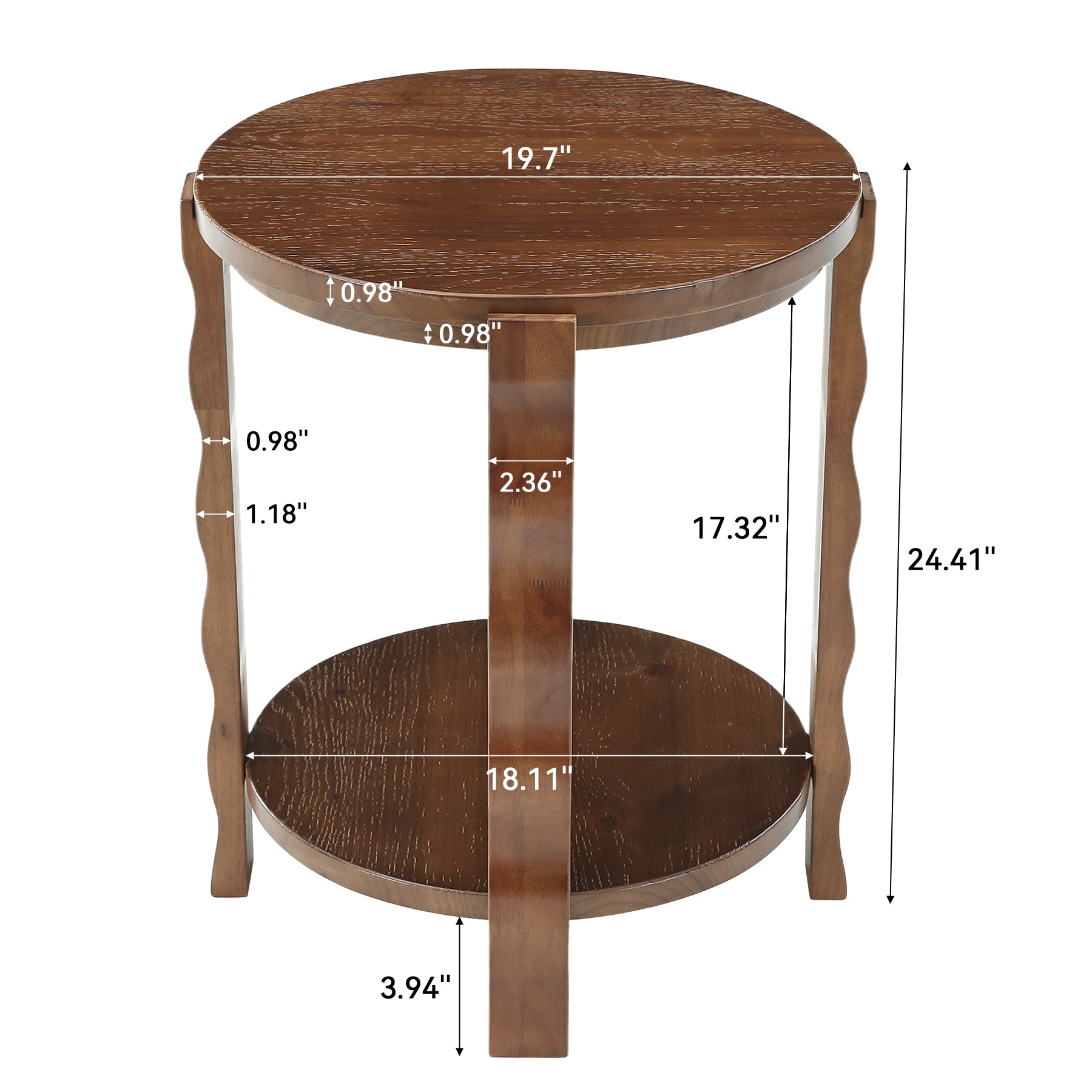 2-Tier Round Side Table, Wood End Table with Storage Shelf for Living Room