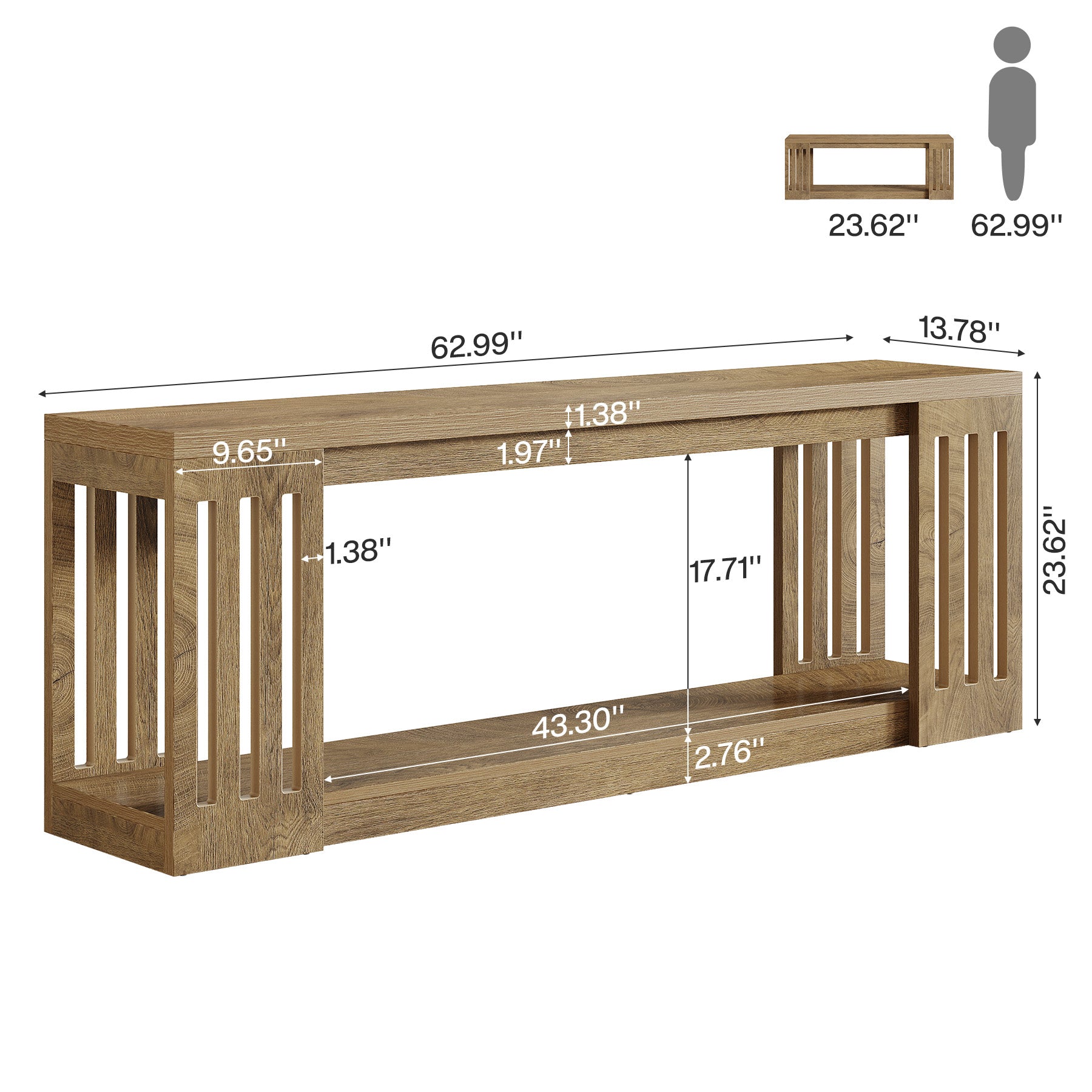 Tribesigns 63" Wooden Storage Bench, Farmhouse Entryway Bench for Hallway