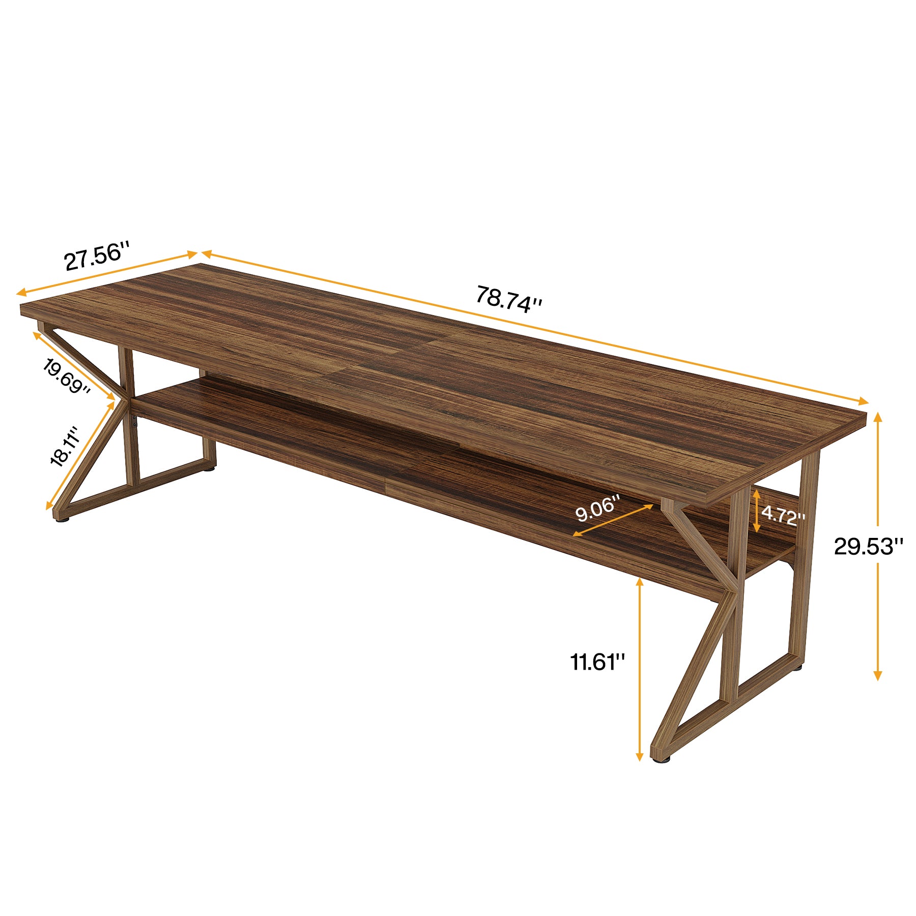 78.74" Two Person Desk, Large Computer Desk with Storage Shelf