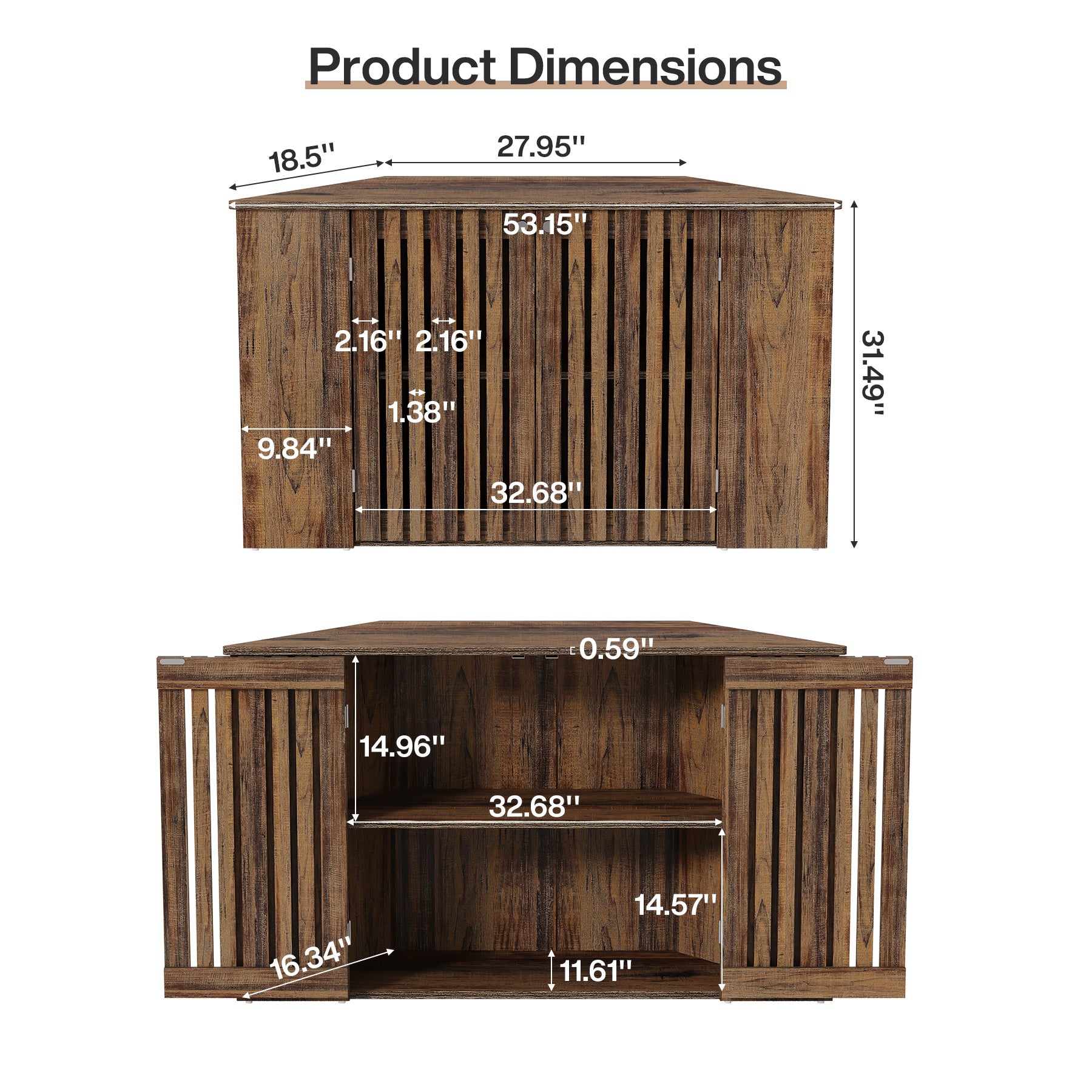 53" Console Table, Farmhouse Entryway Table with Fluted Cabinet Door