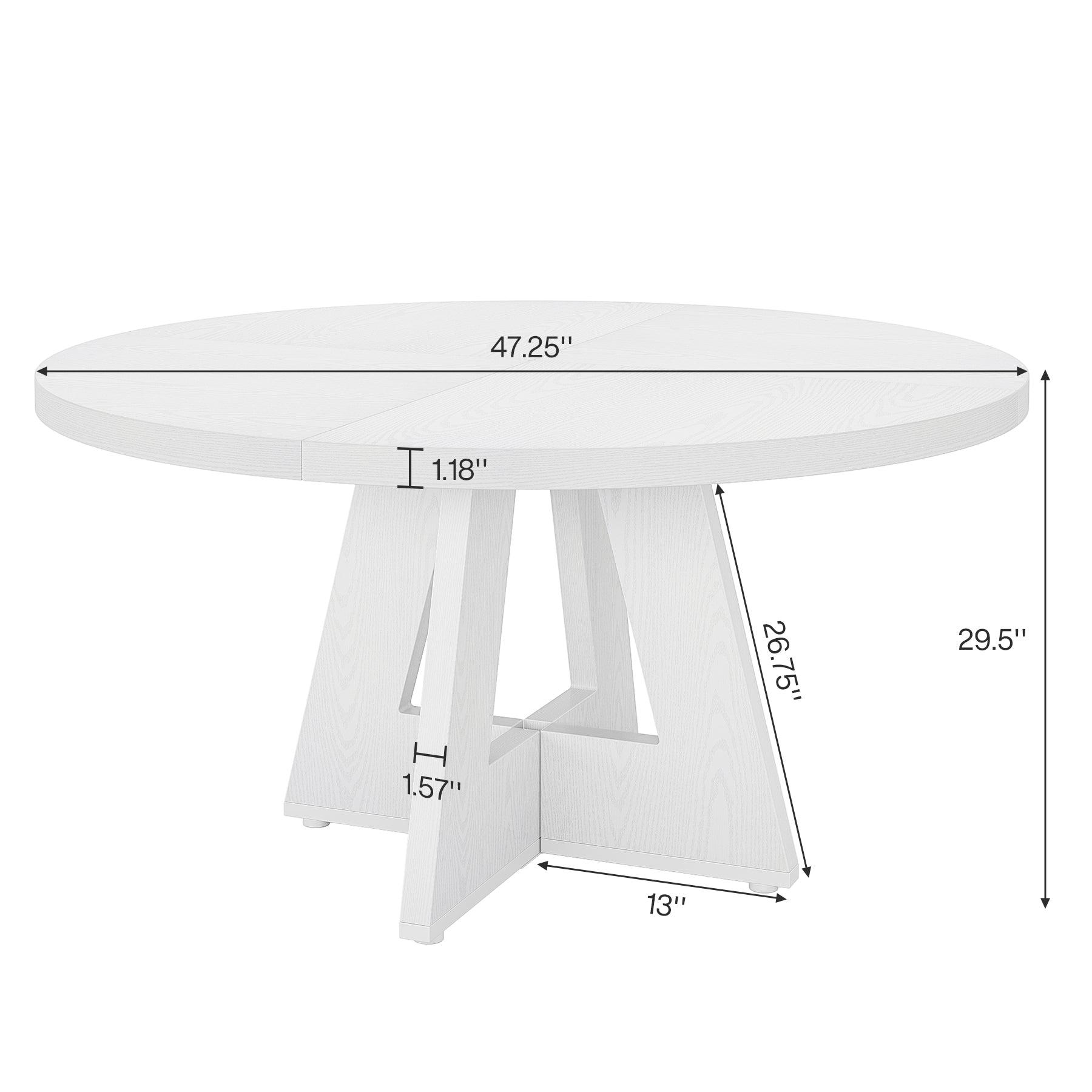 Tribesigns 47-Inch Round Dining Table, Farmhouse Cross Base Table for 4-6