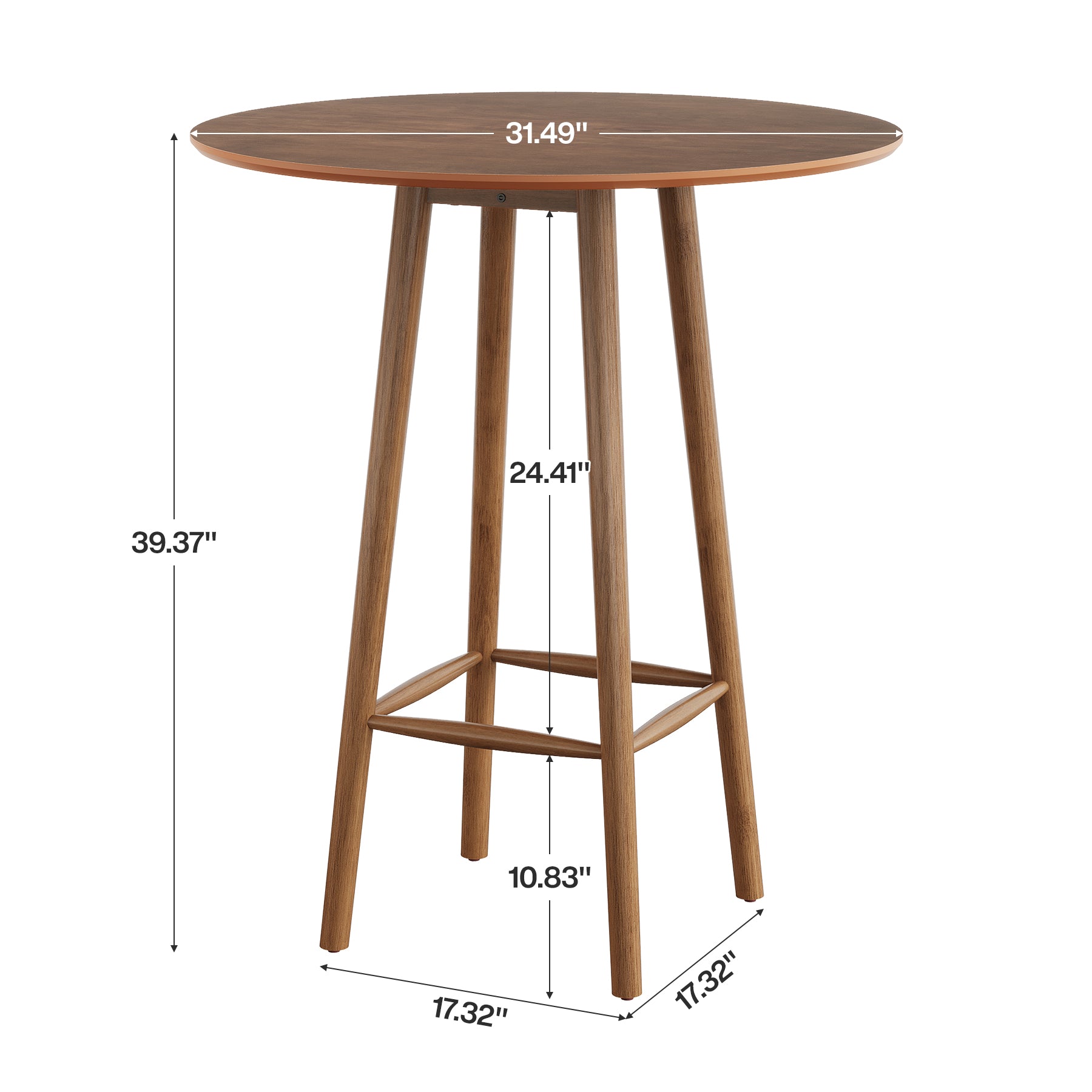 39.37"H Round Bar Table, Solid Wood Bistro Table with Sturdy Frame