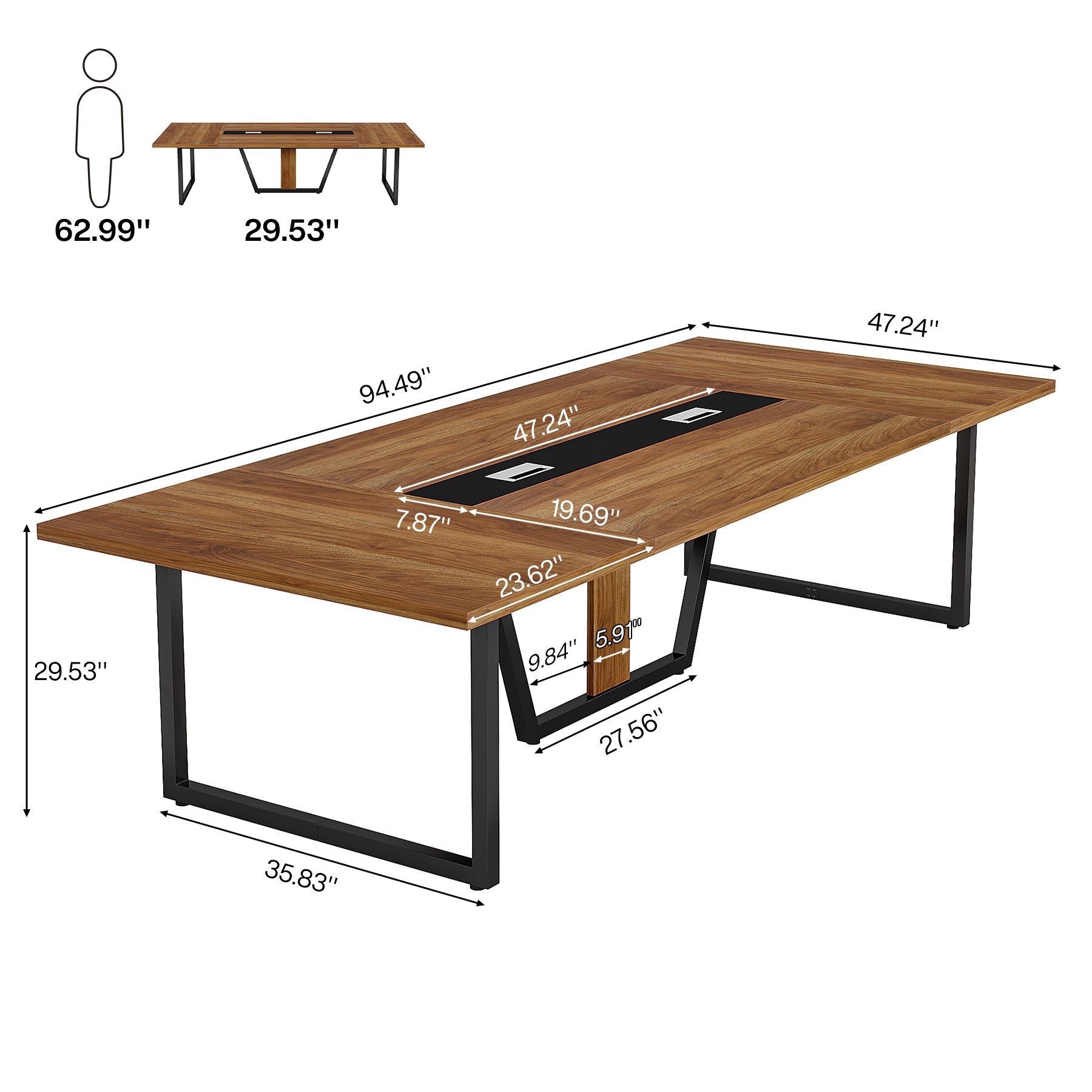 8FT Conference Table, 94.49" Large Meeting Table for 10 People Tribesigns