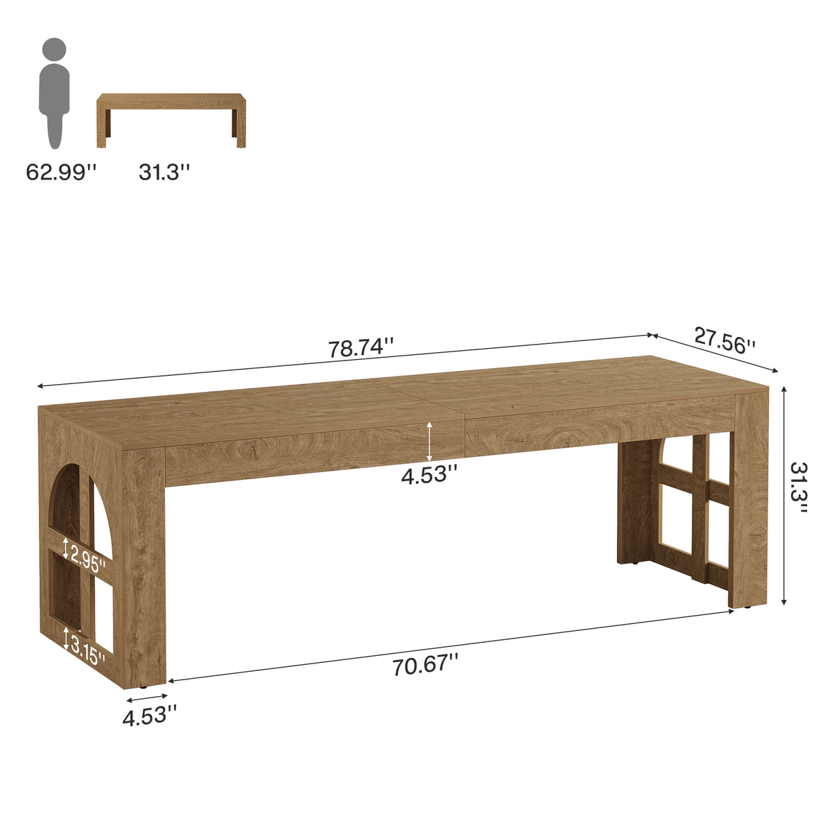 79" Two Person Desk, Farmhouse Double Computer Desk, Home Office