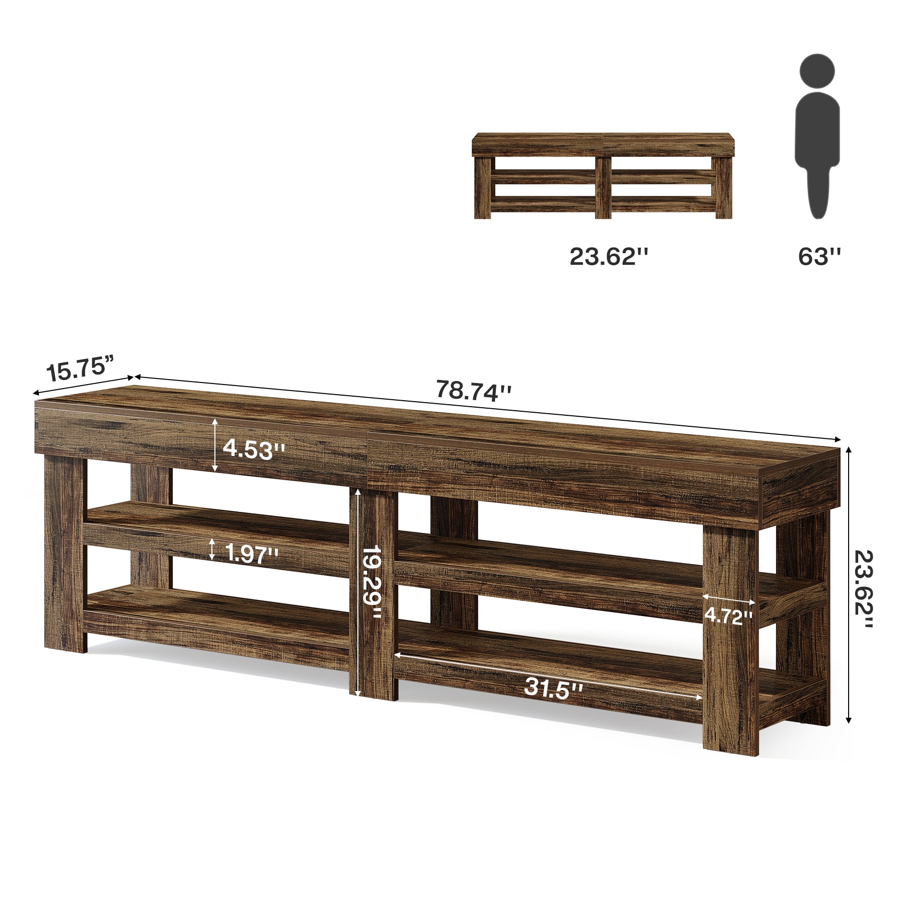 79" TV Stand for 75/85" TVs, Entertainment Center, Living Room, Large Media Console