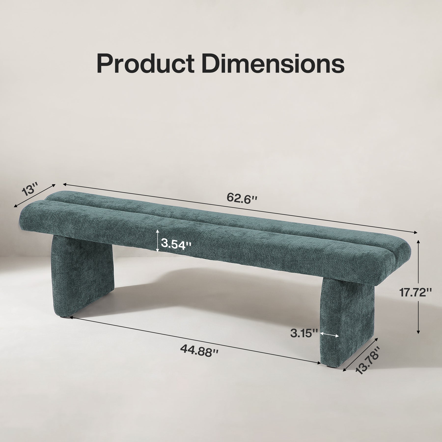 63" Upholstered Entryway Bench, Modern Shoe Bench End-of-Bed Bench for 2-3