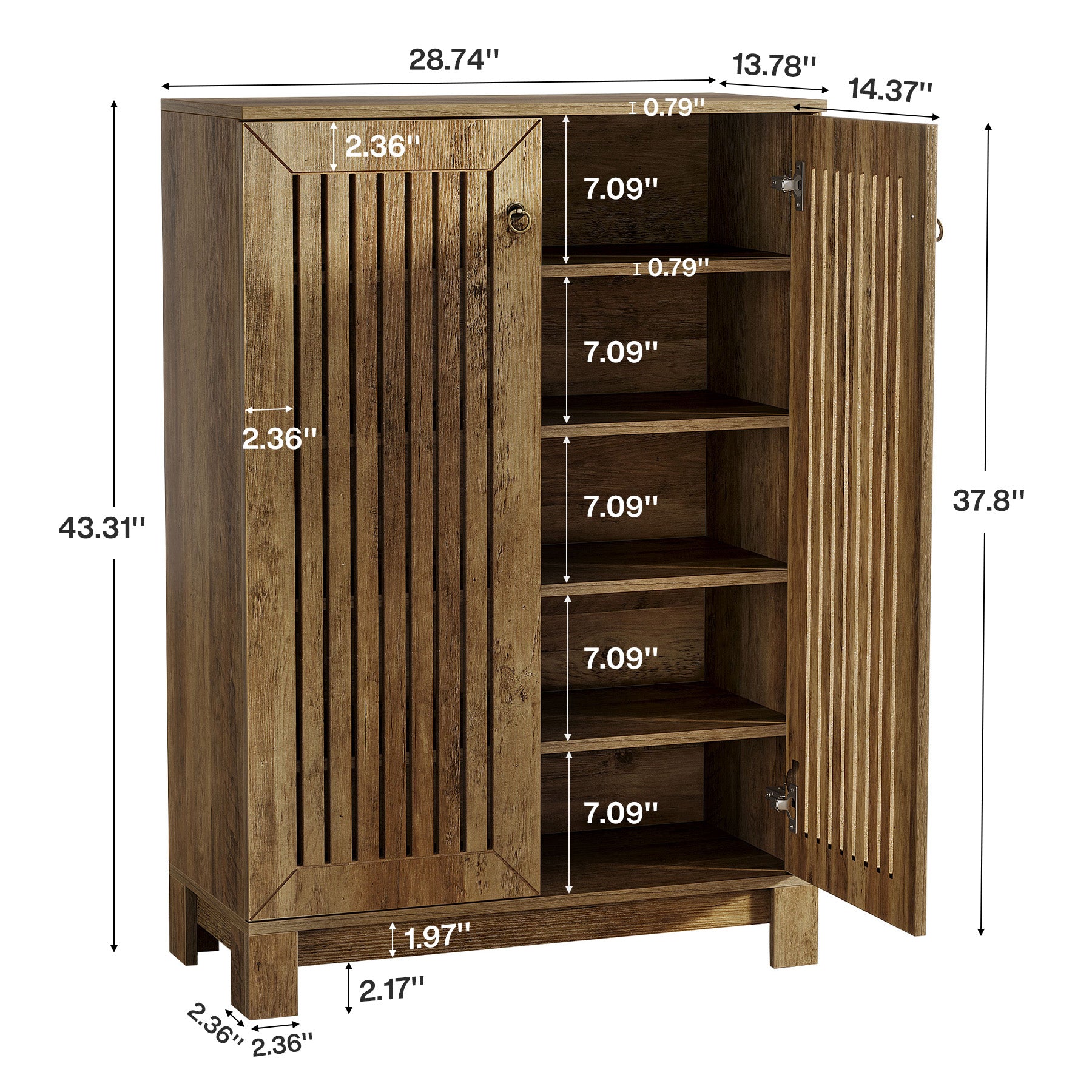 5-Tier Shoe Cabinet with Doors, Entryway Shoe Rack Organizer for Living Room, Hallway