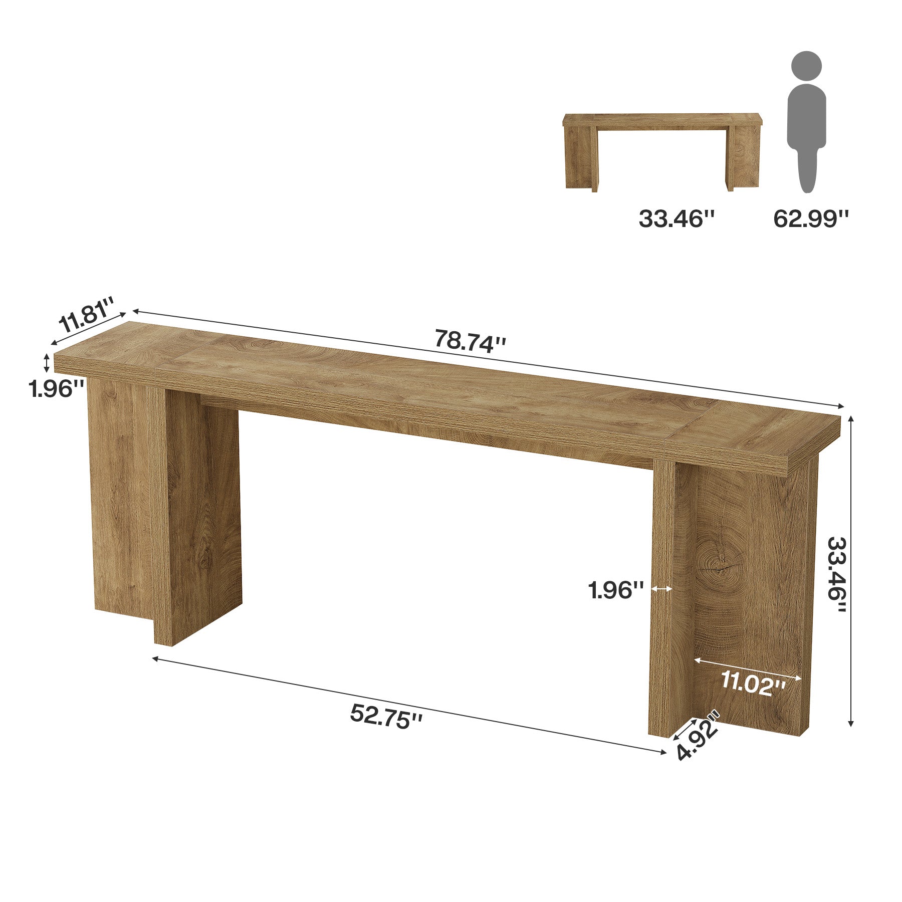 78.7" Extra Long Console Table, Entryway Table with Stable T-Shaped Legs and Long Tabletop
