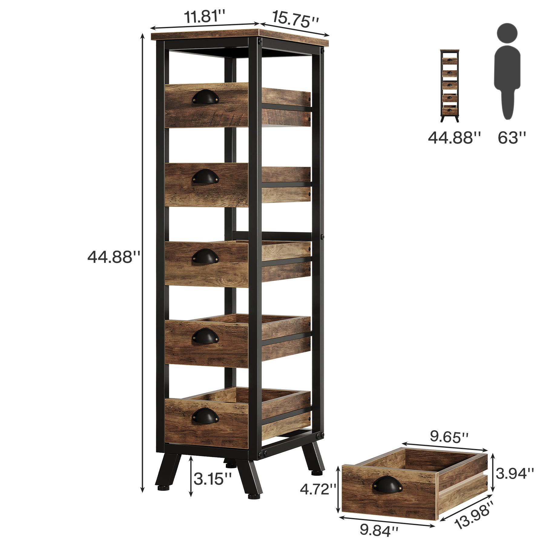 Tribesigns Wood Storage Rack, 5-Tier Fruit and Vegetable Basket
