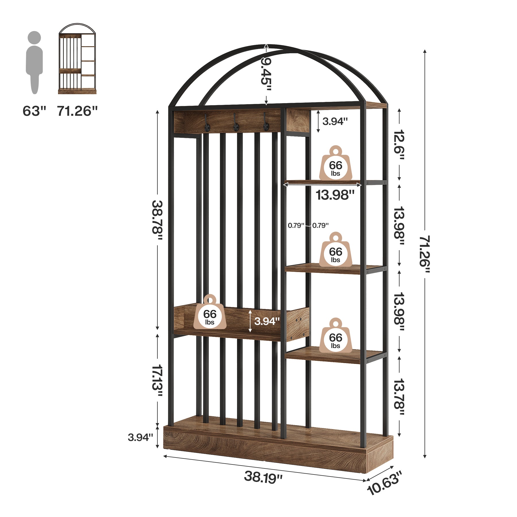 71.2" Wall Room Divider, Freestanding Wall Partition Screen with Metal Frame & MDF Shelves