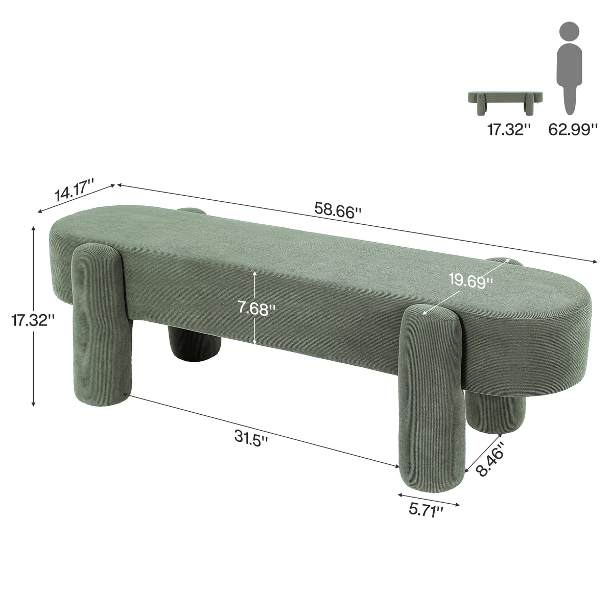 Tufted Upholstered Entryway Bench, Solid Wood Frame, Modern Bedroom Bench