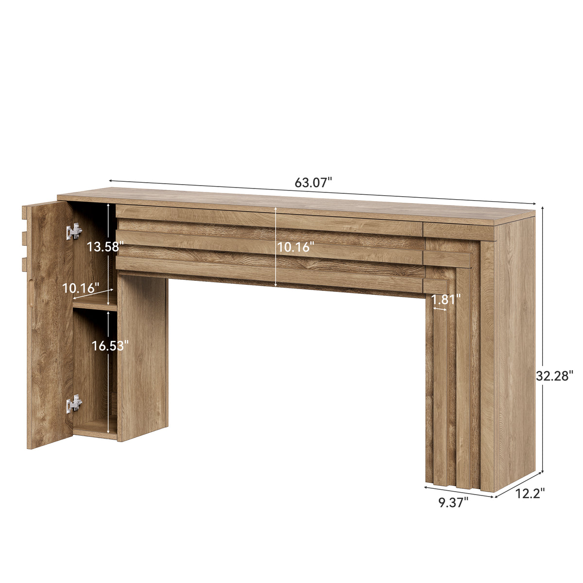 63" TV Stand for TVs Up to 75", Farmhouse TV Console with Hidden Cabinets for Living Room