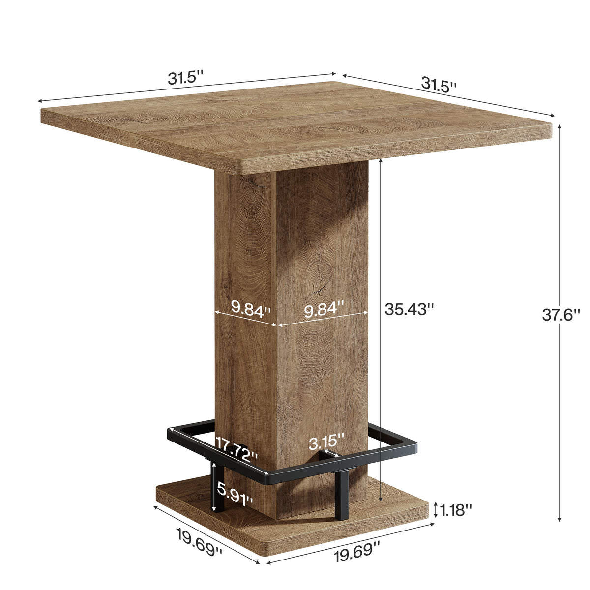32" Square Counter Height Dining Table, Small Space Kitchen Table