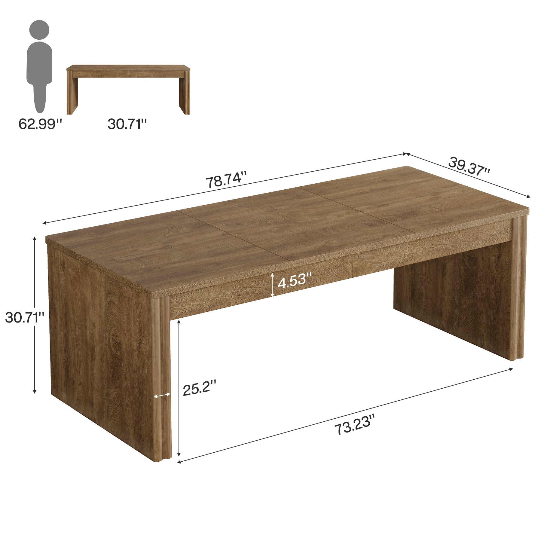 79" Executive Desk, Farmhouse Computer Desk with Wide Tabletop for Home Office