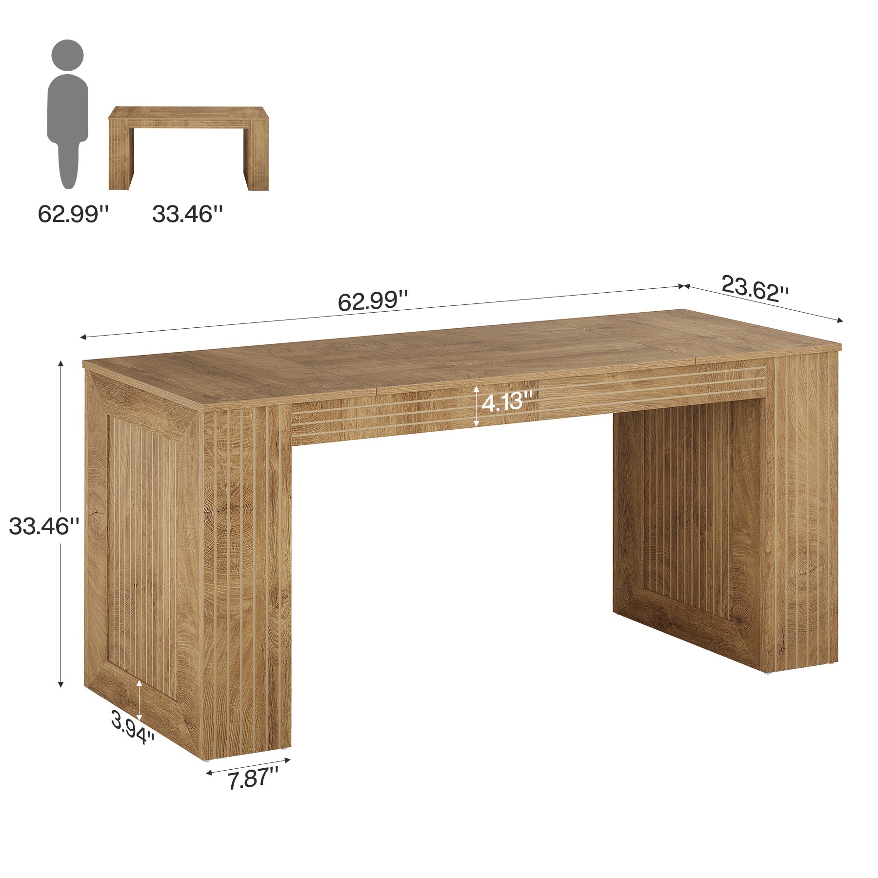 Tribesigns 62.99-Inch Counter Height Pub Table with Strong Frame, Farmhouse Bar Table for Kitchen(Only Table)