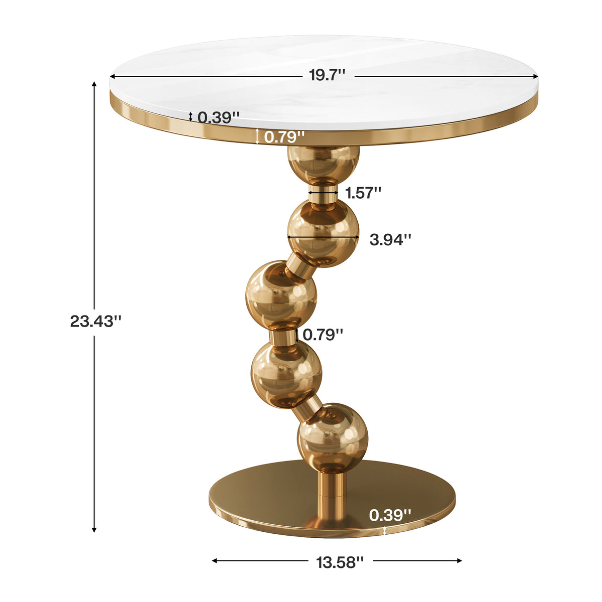 Sintered Stone Round End Table, Modern Stacked Ball Side Table for Living Room