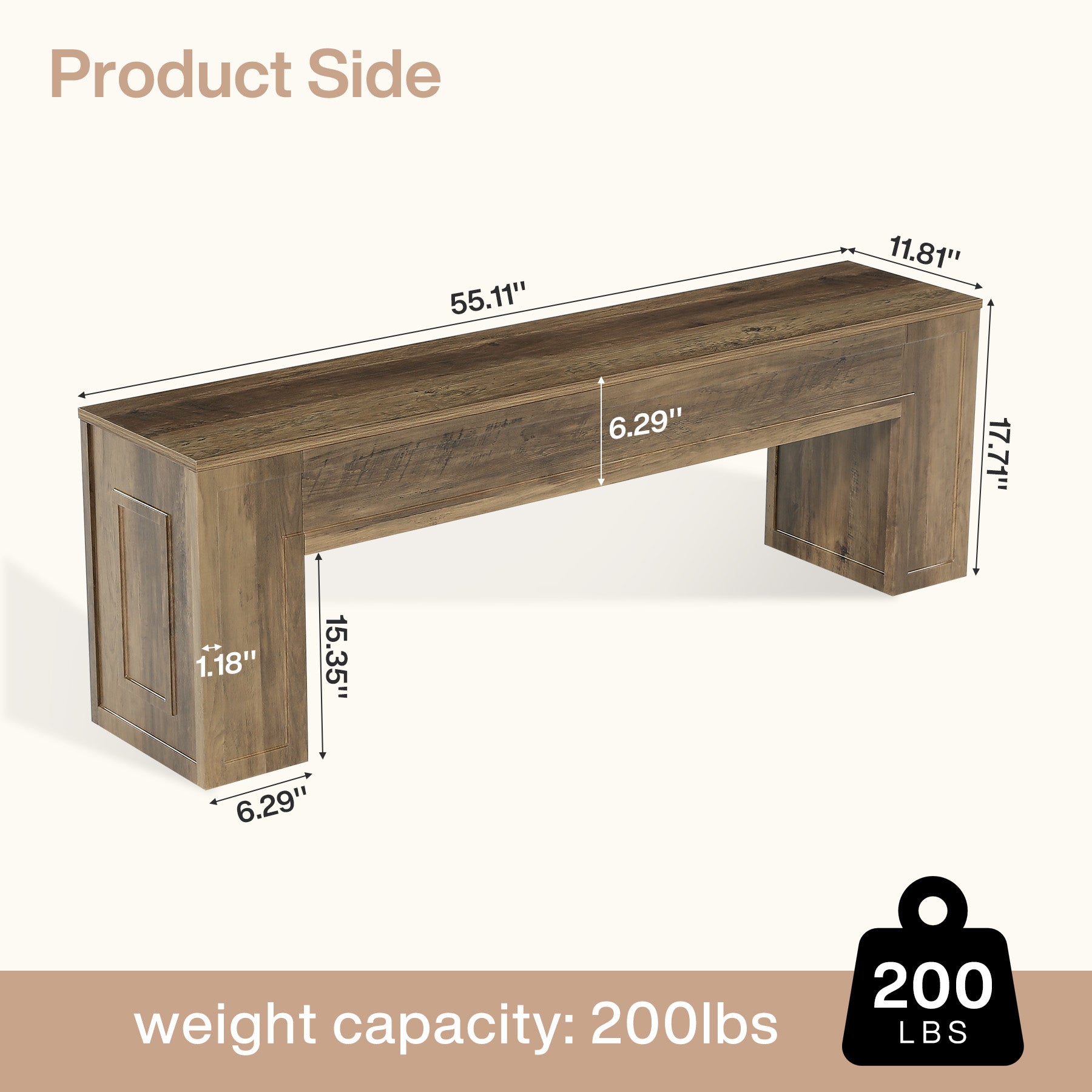 55" Entryway Bench, Indoor End of Bed Bench for Hallway