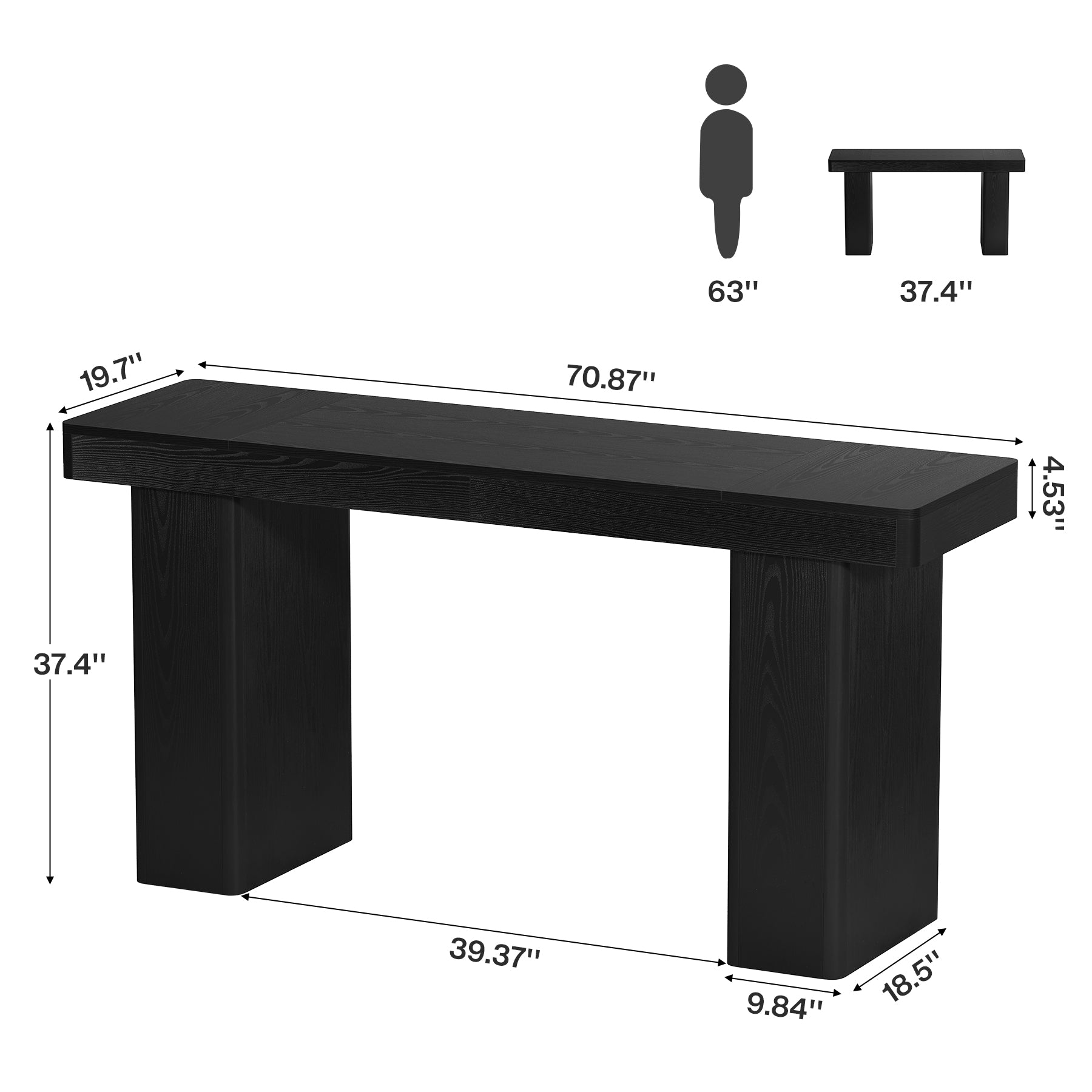 70.9" Bar Table, Modern Counter Height Home Pub Table for Dining Room