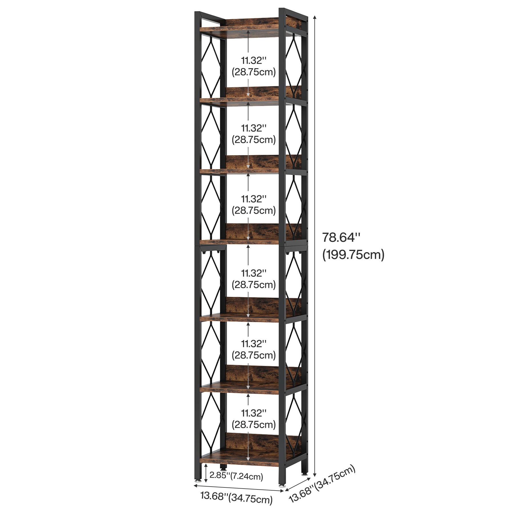 78.7” Tall Narrow Bookshelf, Slim Display Shelf for Home Office & Small Areas