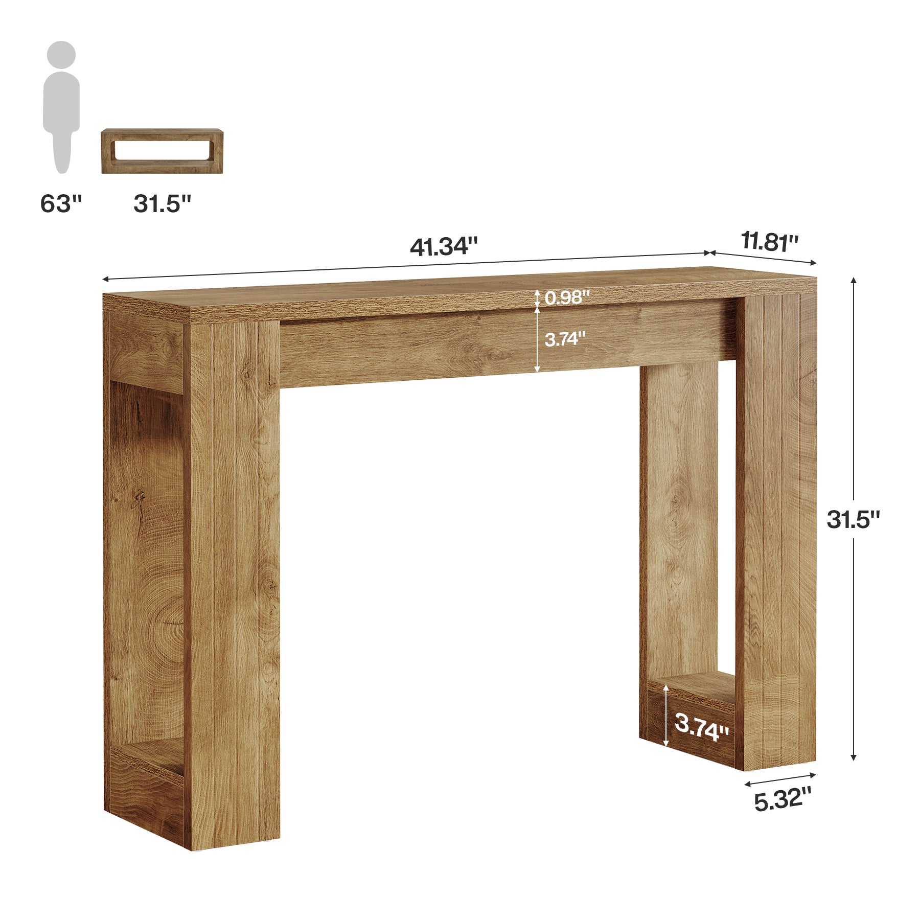 41.3" Modern Farmhouse Console Table – Rectangular Sofa Table with Double Wooden Base for Entryway, Hallway, or Living Room
