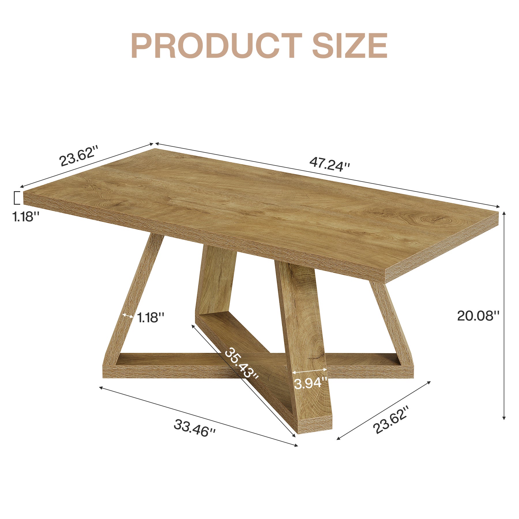 Rectangle Coffee Table, 47" Cocktail Tea Table for Living Room