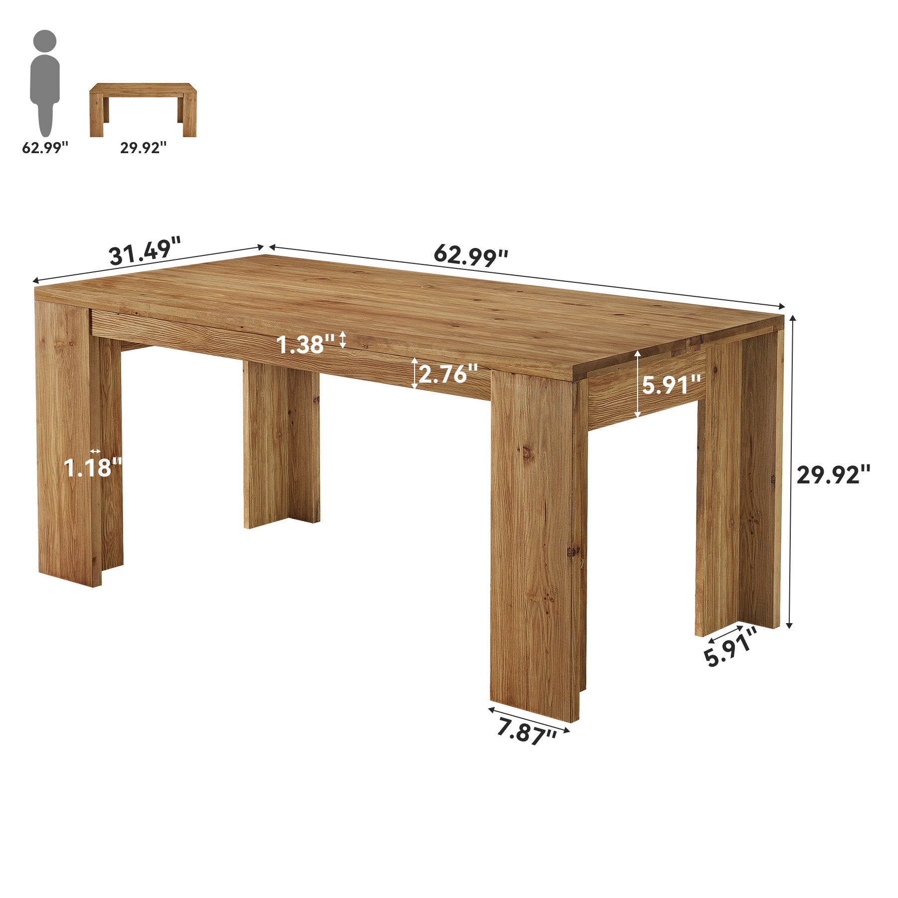 Tribesigns 63" Solid Wood Executive Desk, Farmhouse Office Desk for Home