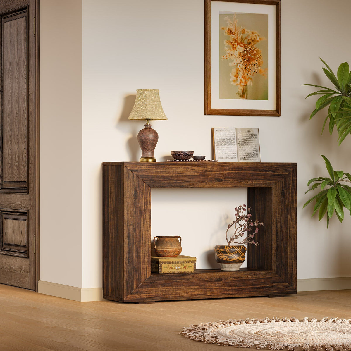 Rustic entryway table with storage online