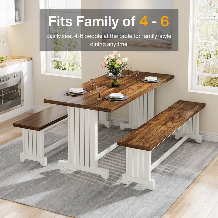Tribesigns Dining Table Set 47" Kitchen Table with 2 Benches