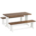 Farmhouse Dining Table Set, 47" Kitchen Table with 2 Benches Tribesigns