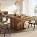 Farmhouse Wooden Kitchen Table, 63" Pedestal Dining Table for 4 Tribesigns