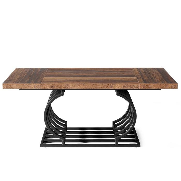 Faux Marble Dining Table, 63 inch Wood Kitchen Table with Geometric Frame Tribesigns