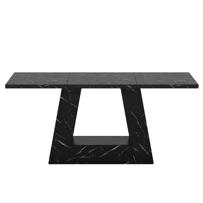 Faux Marble Dining Table, 63" Kitchen Table for 4 to 6 People Tribesigns