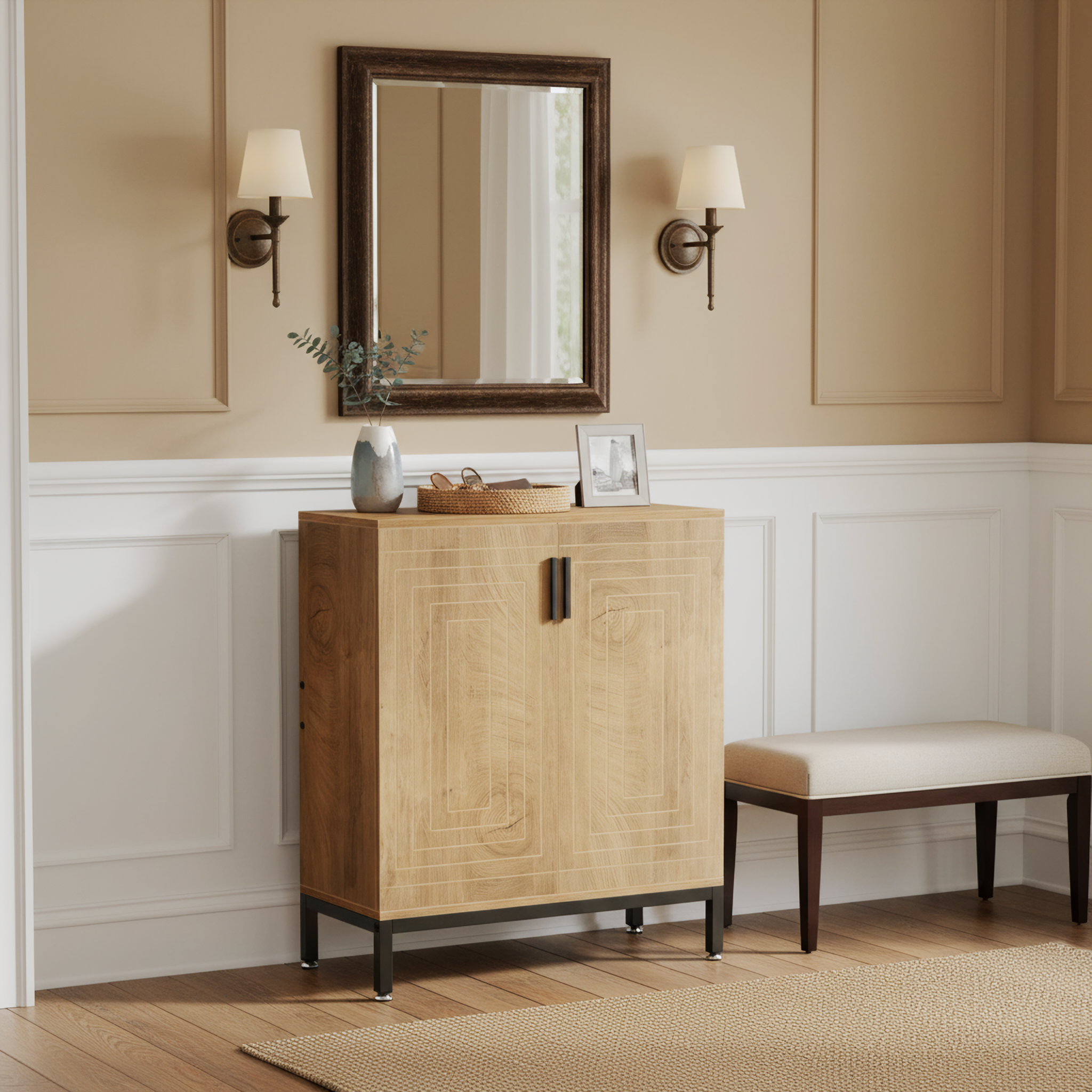 31.49" Shoe Cabinet with Doors for 20 Pairs, 5 Tier Modern Freestanding Shoe Storage Organizer