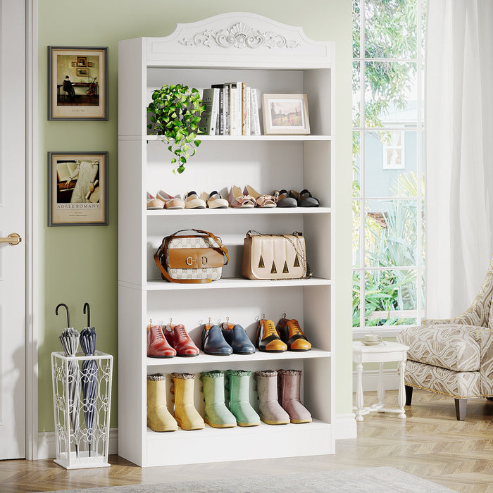 Freestanding Shoe Cabinet, 72.8" Wood 5 Tiers Shoe Storage Rack Tribesigns