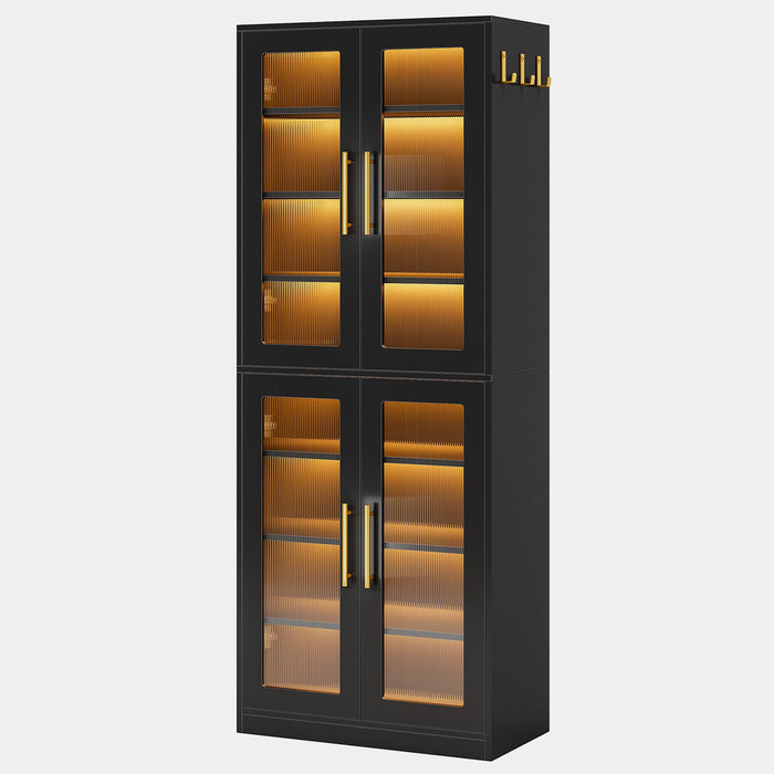 Freestanding Shoe Cabinet with Acrylic Doors and LED Lights Tribesigns