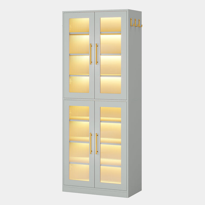 Freestanding Shoe Cabinet with Acrylic Doors and LED Lights Tribesigns