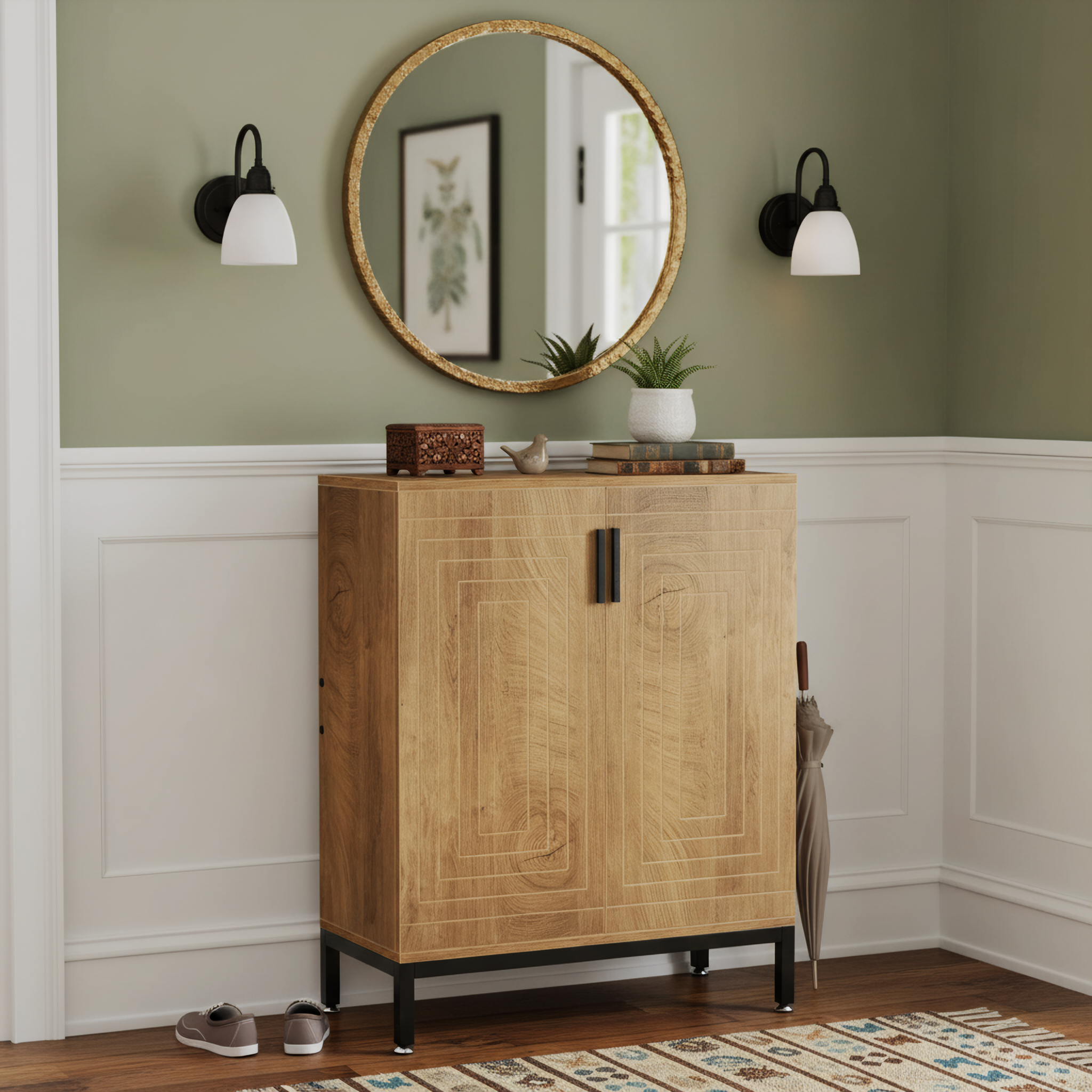 31.49" Shoe Cabinet with Doors for 20 Pairs, 5 Tier Modern Freestanding Shoe Storage Organizer