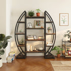 Industrial Bookshelf, Oval Triple Wide Etagere Bookcases Display Shelves