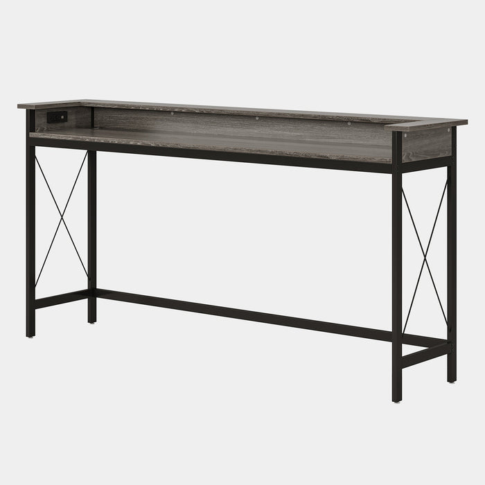 Industrial Console Table, 70.9" Sofa Table with Outlets and USB Ports Tribesigns