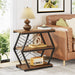 Industrial End Table Side Table with 3 Storage Shelves & Metal Frame Tribesigns