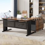 63 inch executive desk with mobile file cabinet for modern home office workspace