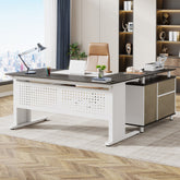 Industrial L - Shaped Desk, 63" Computer Executive Desk with File Cabinet Tribesigns 3