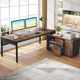Industrial L - Shaped Desk, 71" Executive Desk with 47" Mobile File Cabinet Tribesigns 3